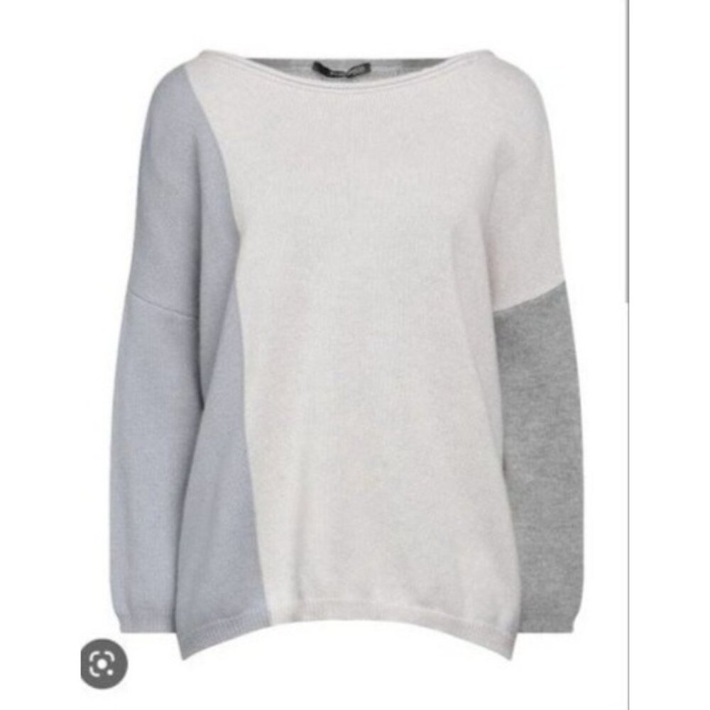 NWT BIANCALANCIA Color Block Oversized Cashmere blend Round Neck Sweater 46/10 - Picture 4 of 13